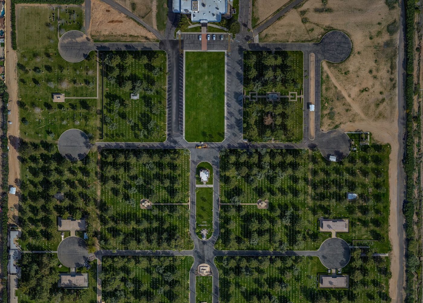 Overhead orthomosaic of Mountain View Cemetery showing every section, path and marker